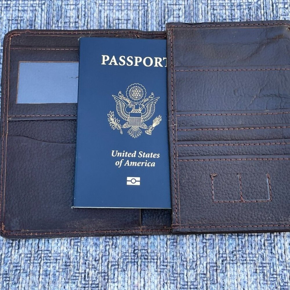 Passport Holder Dark Brown genuine Leather Handmade Card Holder Wallet